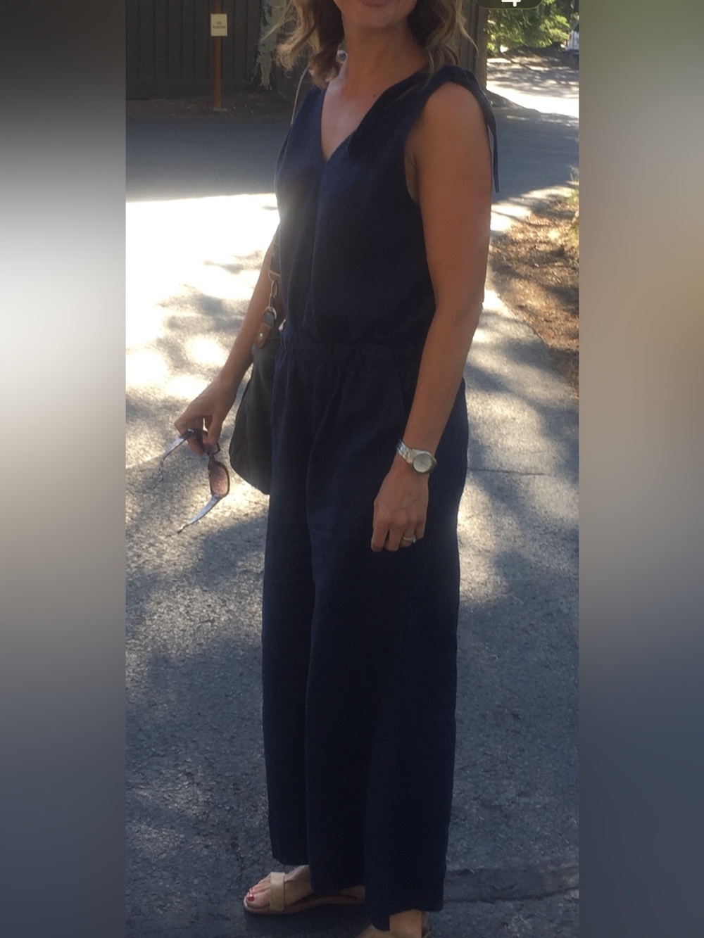 4OUR Dreamers Navy Tie-Shoulder Sleeveless Jumpsuit